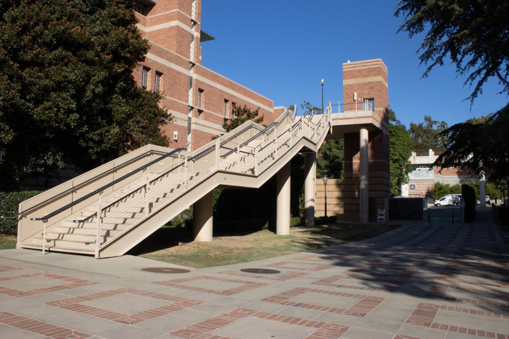 At the bottom of the staircase, going left would take you through to the center of campus and Ackerman.
