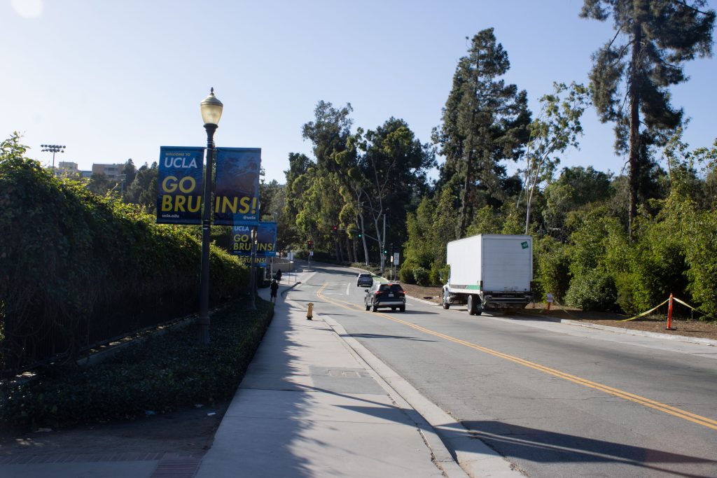 If you skip the coffee this time and stay straight on your path, you will find Sunset, and this road will lead you all the way up to the Hill. This shortcut is a nice alternative route especially if you're on wheels, because bird scooters are disabled on Bruin walk.