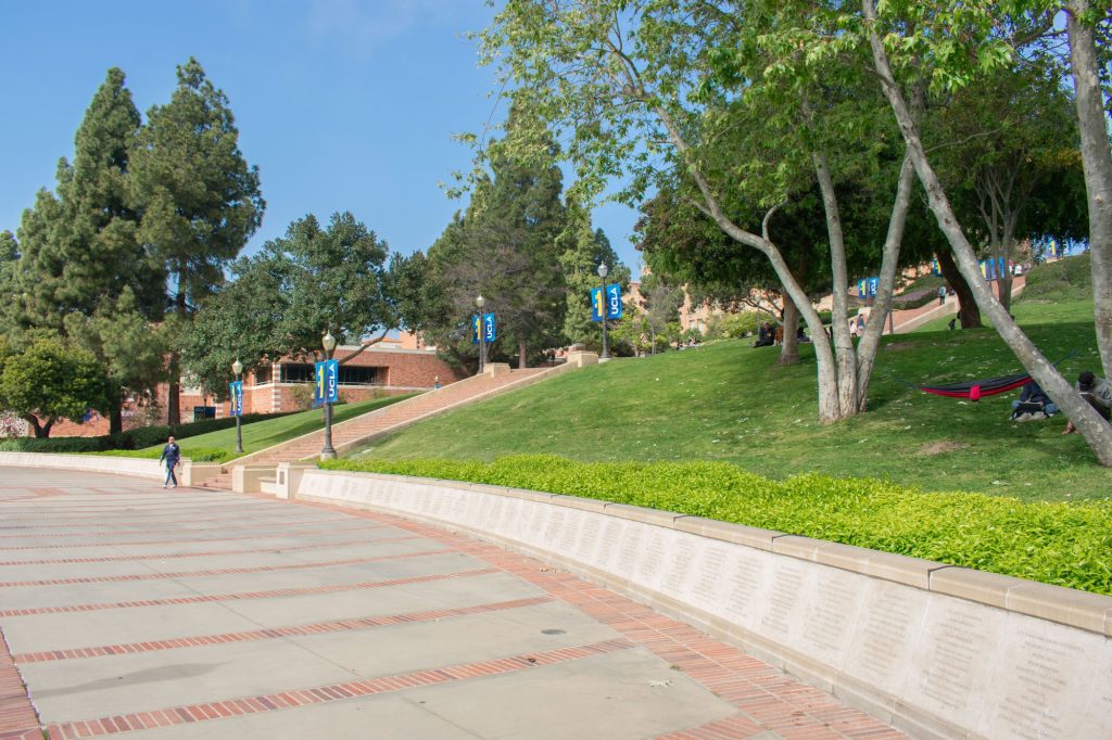 A picture of Janss Steps. The steps are located in the middle of campus, making it a popular spot for Bruins.
