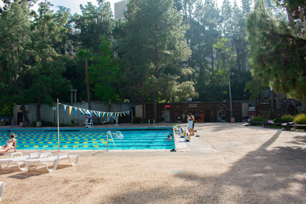 Students enjoy the pool located at Sunset Canyon Recreation Center at the top of the Hill near Hedrick Summit.