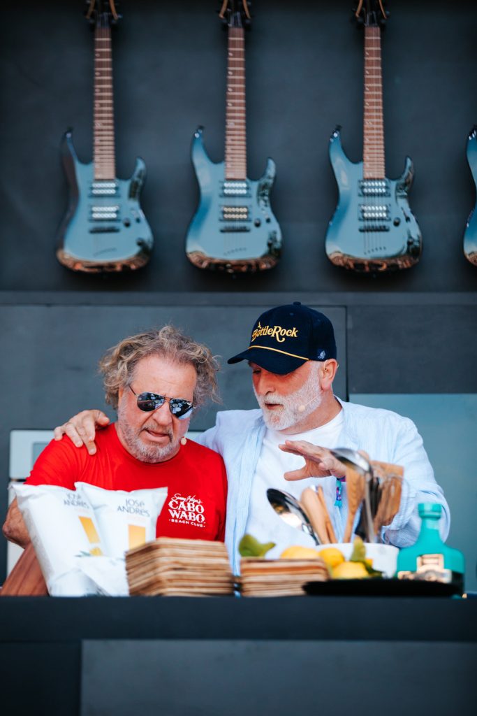 Sammy Hagar and Jose Andres on Williams-Sonoma Culinary Stage in 2023 BottleRock. Photo courtesy of BottleRock Napa Valley.