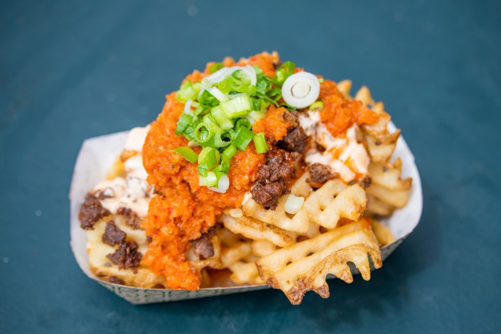 Koja Kitchen's Beef & Kimchi Kamikaze Fries. Photographed by Caleb Velasquez/BruinLife.