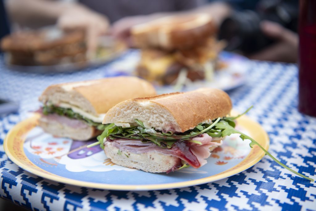 Turkey and Wolf's ham sandwich. Photographed by Emily Chandler/BruinLife.