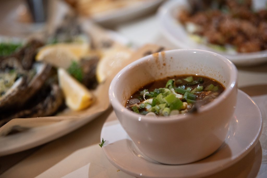 The turtle soup at Felix's seems to slip by unnoticed amongst the more powerful meals in this procession of courses.  Photographed by Finn Martin/BruinLife.