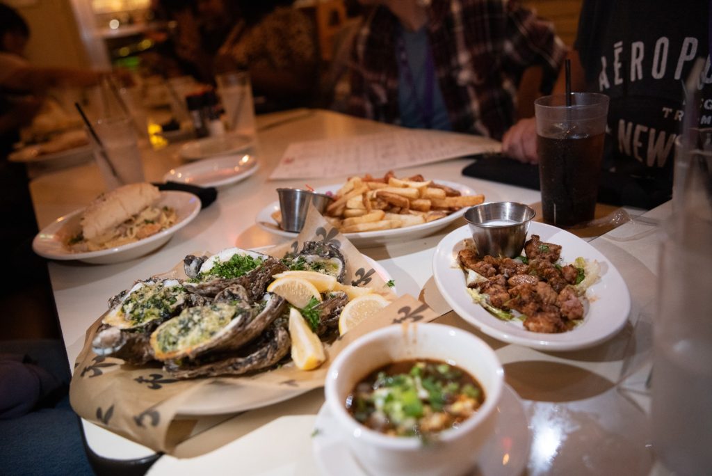 The many plates at Felix's Restaurant & Oyster Bar will leave you full and satisfied beyond measure.  Be sure to try the freshly prepared oysters.  Photographed by Finn Martin/BruinLife.