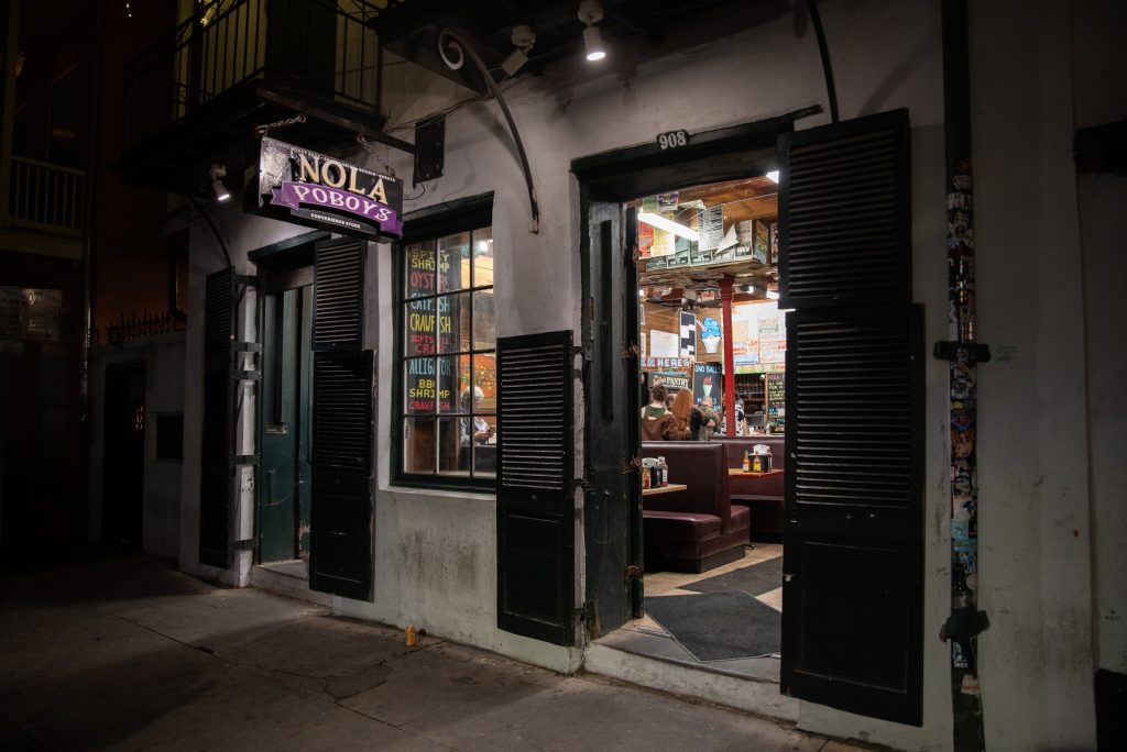 Inside this Bourbon Street facing Po-Boy joint hides one of the city's best Po-Boy sandwiches.  Served with spice levels of either Yankee, Spicy, or Cursing Murray in the Morning, these sandwiches will not disappoint.  Photographed by Finn Martin/BruinLife.