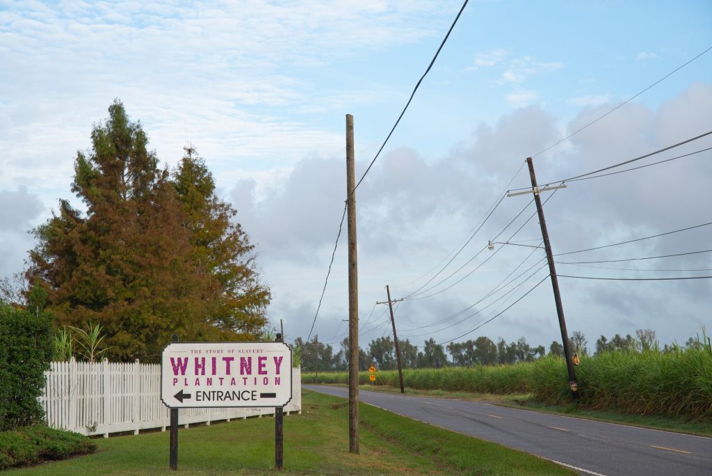 The entrance to Whitney Plantation off of Louisiana Highway 18. Photographed by Finn Martin/BruinLife.