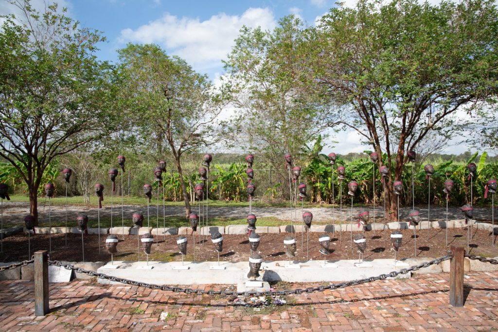 A memorial to the executed insurgents of the 1811 German Coast Uprising. Over 500 enslaved people revolted on January 8th of 1811 in what was the largest slave revolt in the Southern United States, ultimately ending in the defeat, capture, and beheading and public display of the insurgents. Photographed by Finn Martin/BruinLife.