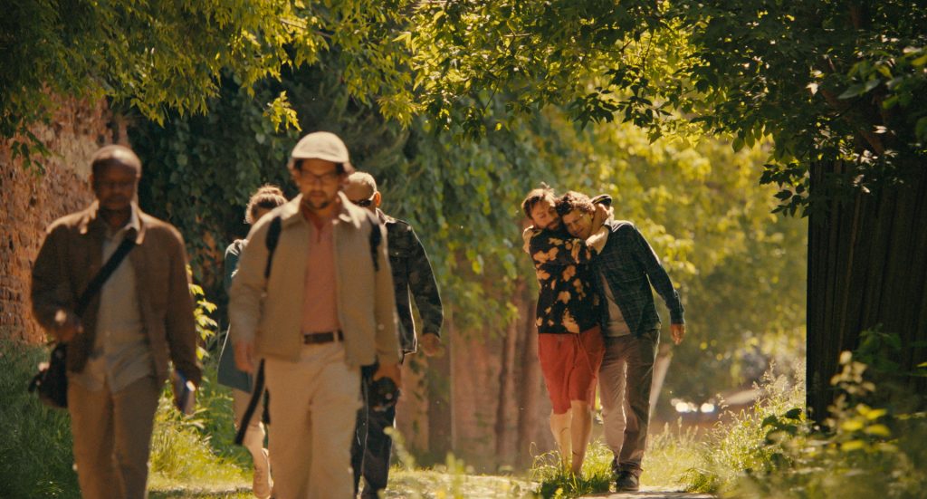 (From L-R): Kurt Egyiawan, Will Sharpe, Kieran Culkin and Jesse Eisenberg in A REAL PAIN. Photo Courtesy of Searchlight Pictures. © 2024 Searchlight Pictures All Rights Reserved.