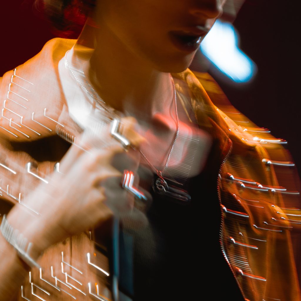 Sombr caught in motion as he dazzles the crowd with his stellar vocals and incredible lyricism. Photographed by Cathryn Kuczynski/Bruinlife.