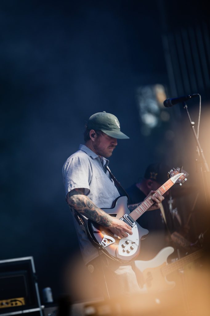 Guitarist Kevin Geyer locks in onstage, layering crisp riffs that defined The Story So Far’s sound. Photographed by Ryan Zhang/BruinLife.