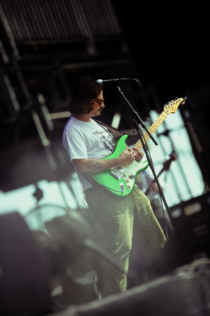 Nate Delizzotti of Vacations grooves through the set with laid-back energy and jangly riffs. Photographed by Ryan Zhang/BruinLife.