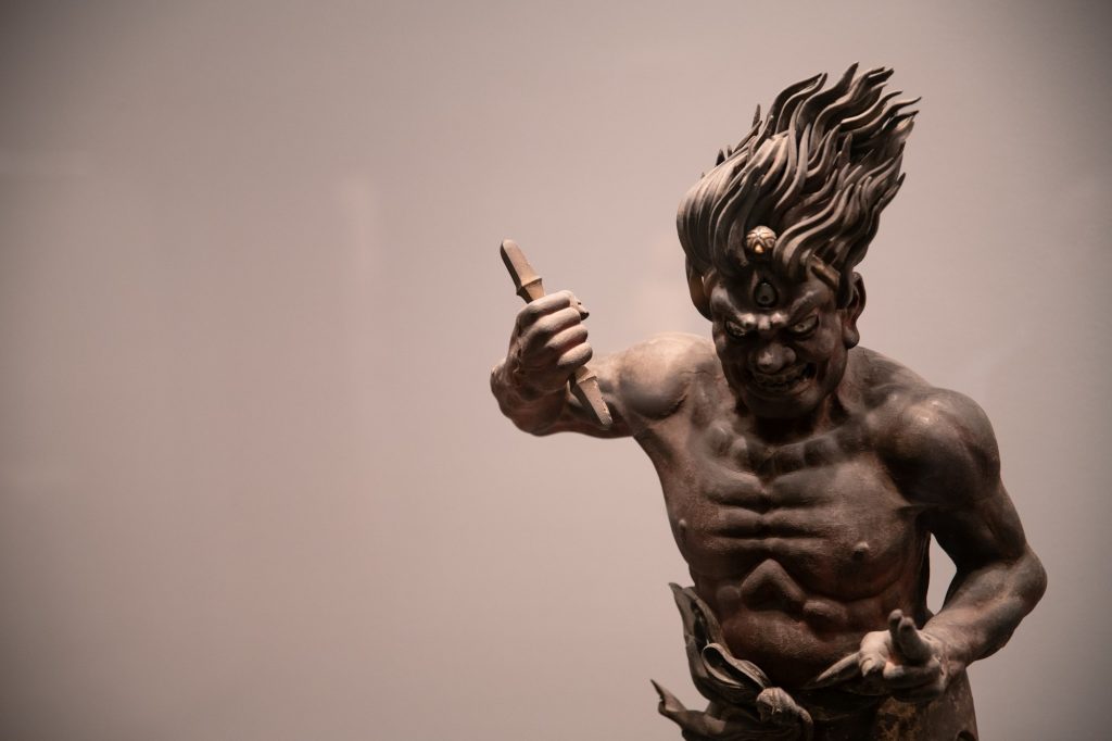 Shukongojin, the thunderbolt deity, battles evil and ignorance with wisdom and locks. Photographed by Finn Martin/BruinLife.