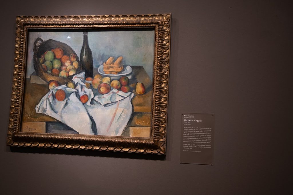 Paul Cézanne's Basket of Apples captured at an angle I hope he would approve of. Photographed by Finn Martin/BruinLife.