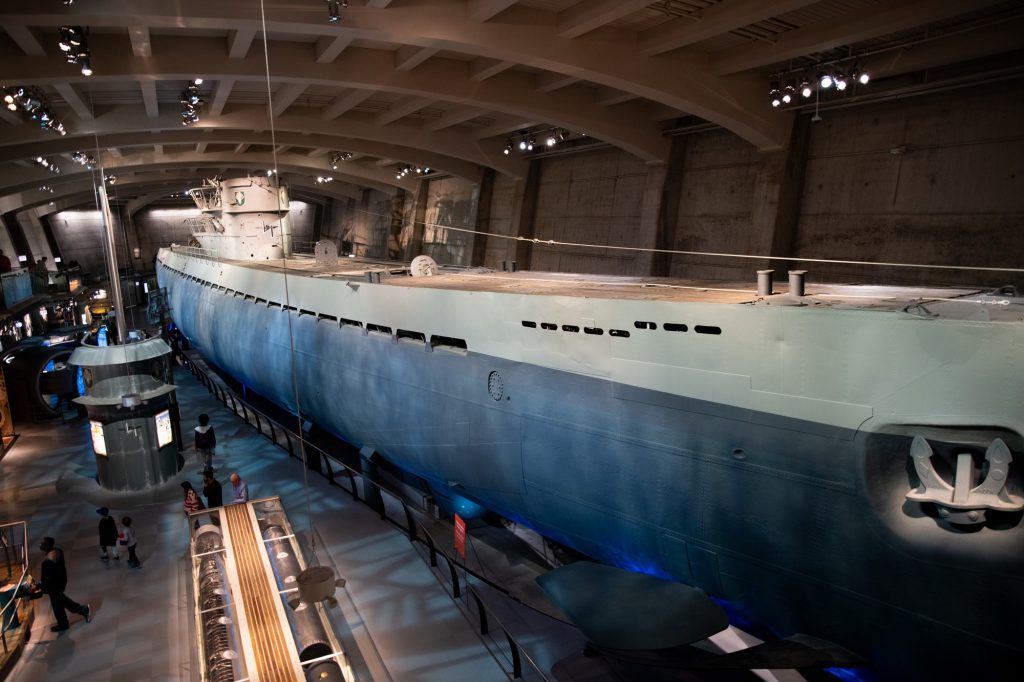 The original U-505 Submarine is held in captivity at the museum. This unterseeboot was captured off the coast of West Africa by the US Navy during WWII. Photographed by Finn Martin/BruinLife.
