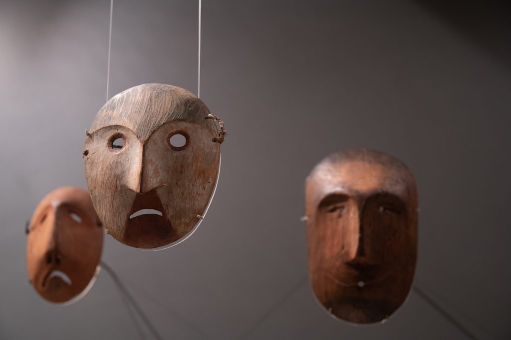 Inuit wooden masks are pictured. Photographed by Finn Martin/BruinLife.