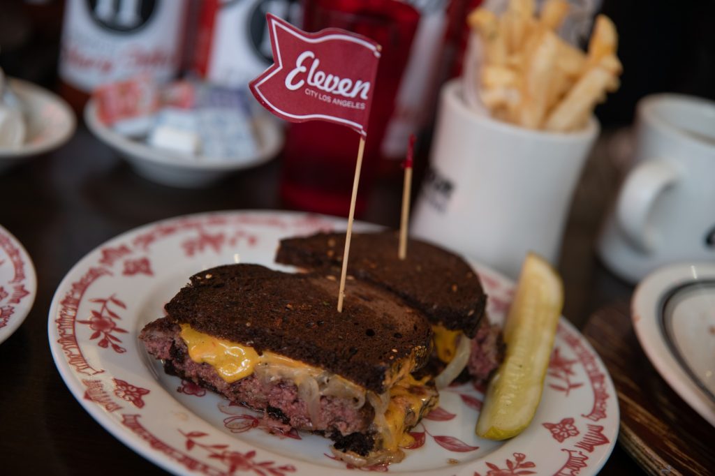The Patty Melt, a sandwich with dark rye, Angus beef, grilled onions and American cheese. Photographed by Finn Martin/BruinLife.