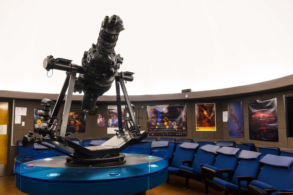 At the heart of the planetarium's magic is the star projector, recreating the night sky on the inside of the dome. Photographed by Jaclyn Wang/BruinLife